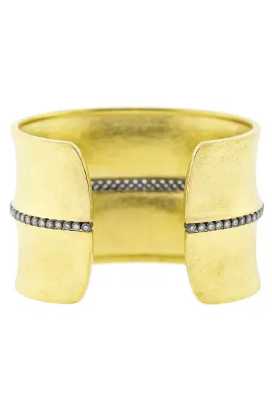 TODD REED Diamond Line Wide Gold Cuff | Thumbnail 5