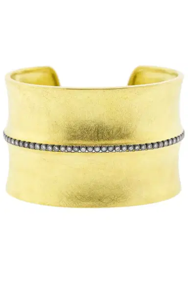 TODD REED Diamond Line Wide Gold Cuff | Thumbnail 1