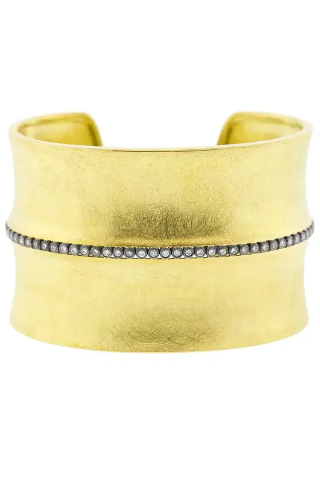 TODD REED Diamond Line Wide Gold Cuff