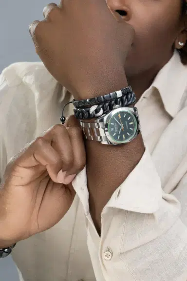 ROBERTO DEMEGLIO Diamond Link Groumette Stretch Bracelet | Thumbnail 3