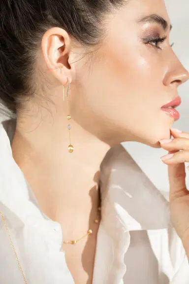 NANIS Diamond Long Drop Earrings | Thumbnail 3