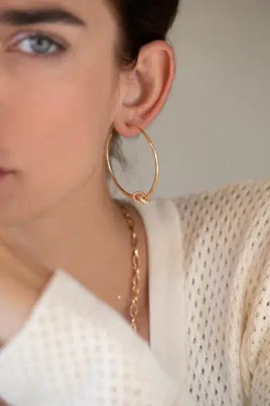 THE LOVE KNOT BY CORALIE Diamond Love Knot Hoops | Thumbnail 3