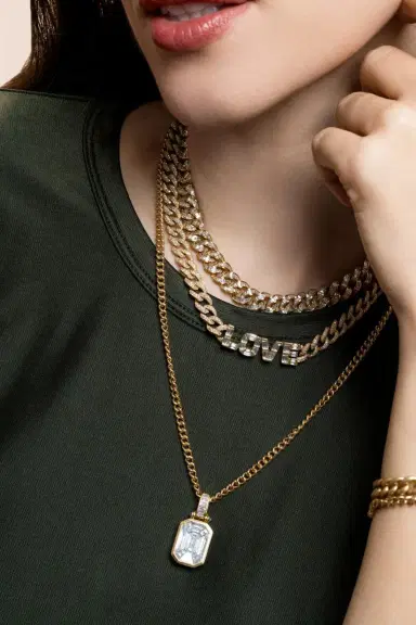 SHAY JEWELRY Diamond LOVE Medium Link Necklace | Thumbnail 2