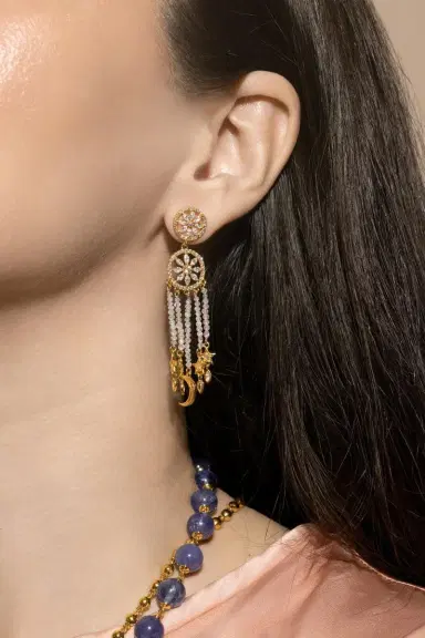 BUDDHA MAMA Diamond Mandala Drop Earrings | Thumbnail 2