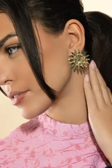 CAROL KAUFFMANN Diamond Mandala Hoop Earrings | Thumbnail 2