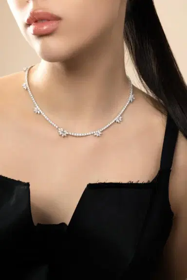 YEPREM Diamond Marquise Cluster Necklace | Thumbnail 2