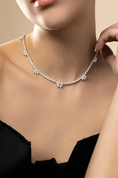 YEPREM Diamond Marquise Cluster Necklace | Thumbnail 4