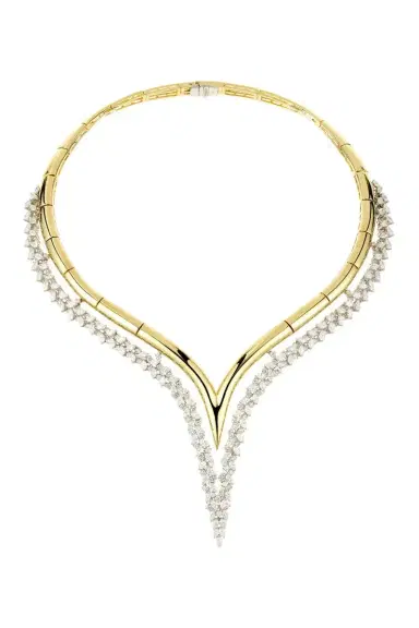 YEPREM Diamond Marquise Golden Strada Statement Necklace | Thumbnail 1 YEPREM Diamond Marquise Golden Strada Statement Necklace | Thumbnail 1