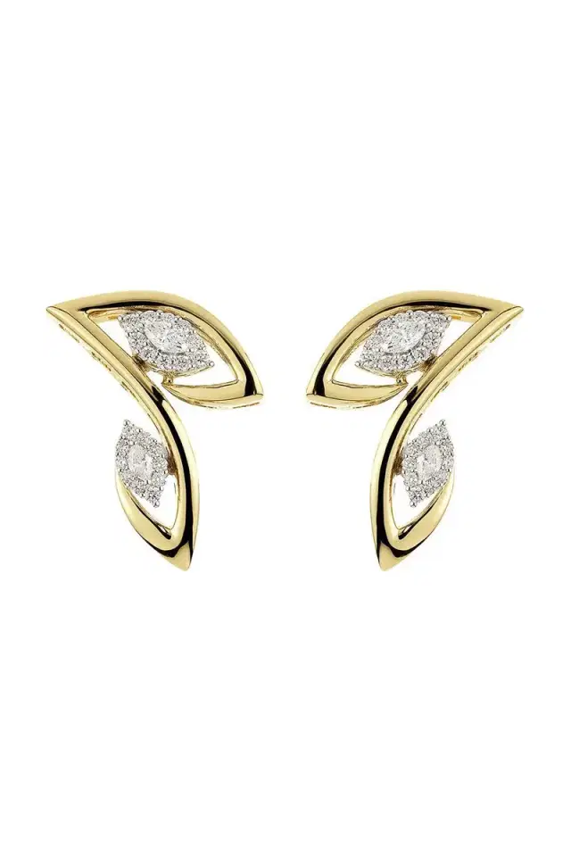 YEPREM Diamond Marquise Pointed Golden Strada Earrings