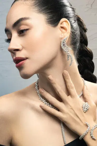 YEPREM Diamond Marquise Round Y Couture Drop Earrings | Thumbnail 2 YEPREM Diamond Marquise Round Y Couture Drop Earrings | Thumbnail 2