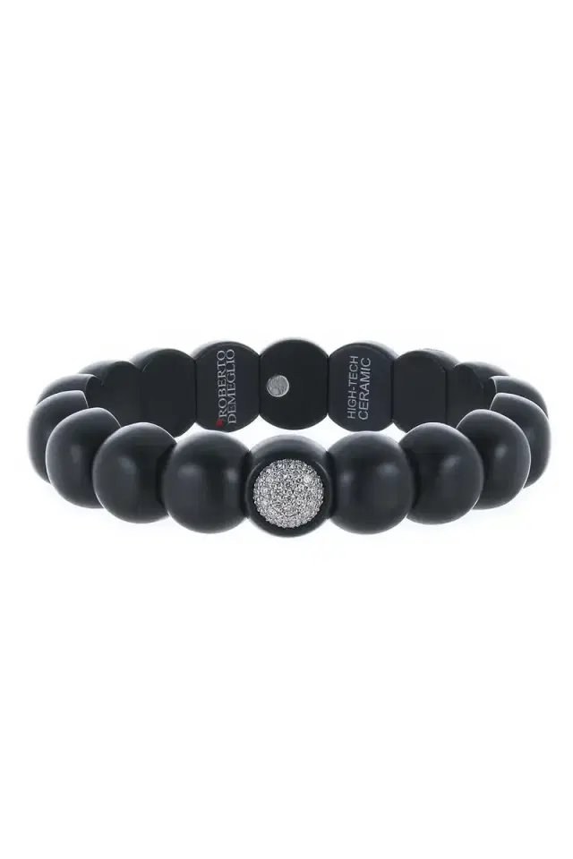 ROBERTO DEMEGLIO Diamond Matte Black Dama Stretch Bracelet