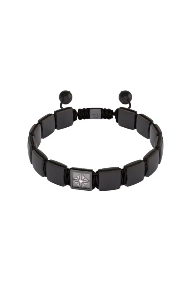 SHAMBALLA JEWELS Diamond Matte Black Lock Bracelet