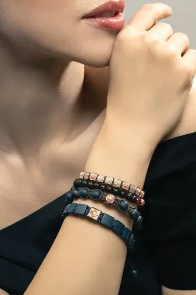 SHAMBALLA JEWELS Diamond Matte Blue Braided Bracelet | Thumbnail 5