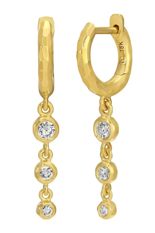 Octavia Elizabeth Diamond Micro Gabby Three Drop Nesting Gem Earrings
