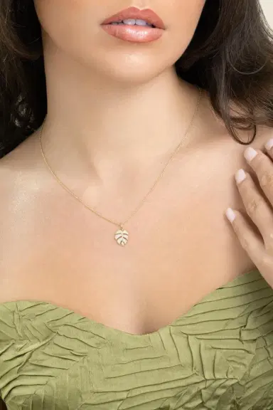 Sydney Evan Diamond Monstera Leaf Necklace | Thumbnail 2 Sydney Evan Diamond Monstera Leaf Necklace | Thumbnail 2