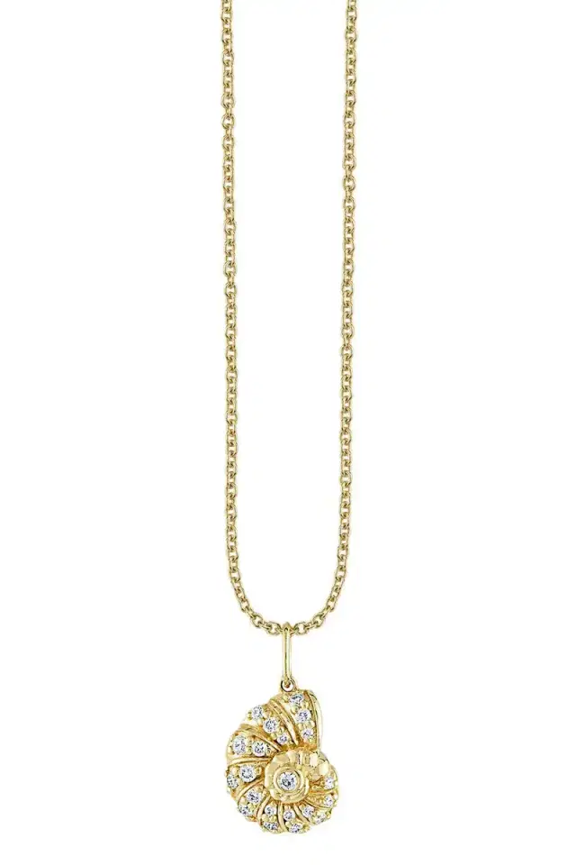 Sydney Evan Diamond Nautilus Shell Necklace
