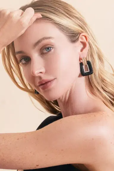 ANDREOLI Diamond Onyx Earrings | Thumbnail 3
