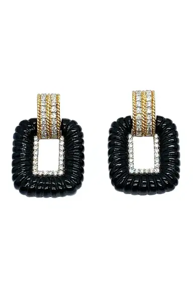 ANDREOLI Diamond Onyx Earrings | Thumbnail 1
