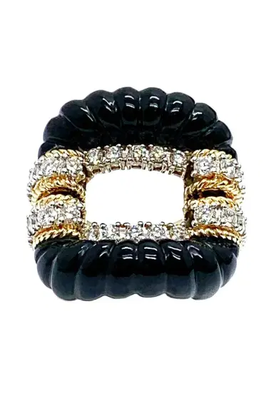ANDREOLI Diamond Onyx Two Tone Ring | Thumbnail 1