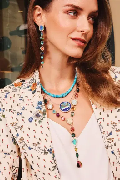 Jacquie Aiche Diamond Opal Turquoise Sunshine Necklace | Thumbnail 2