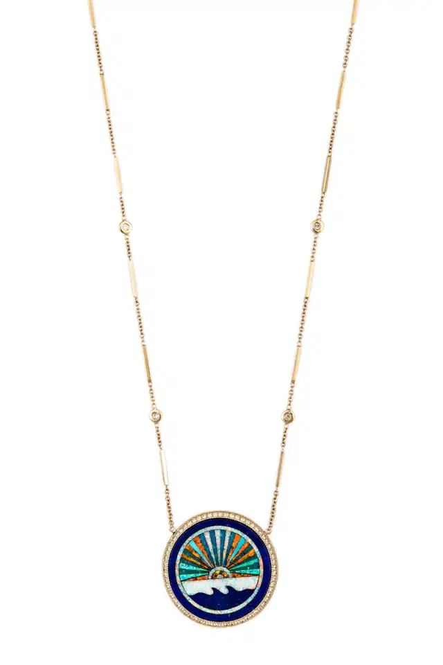 Jacquie Aiche Diamond Opal Turquoise Sunshine Necklace