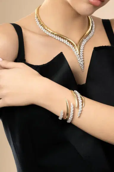 YEPREM Diamond Open Wrap Cuff Bracelet | Thumbnail 2 YEPREM Diamond Open Wrap Cuff Bracelet | Thumbnail 2