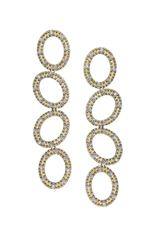 Coomi Diamond Paisley Engraved Four Link Earrings