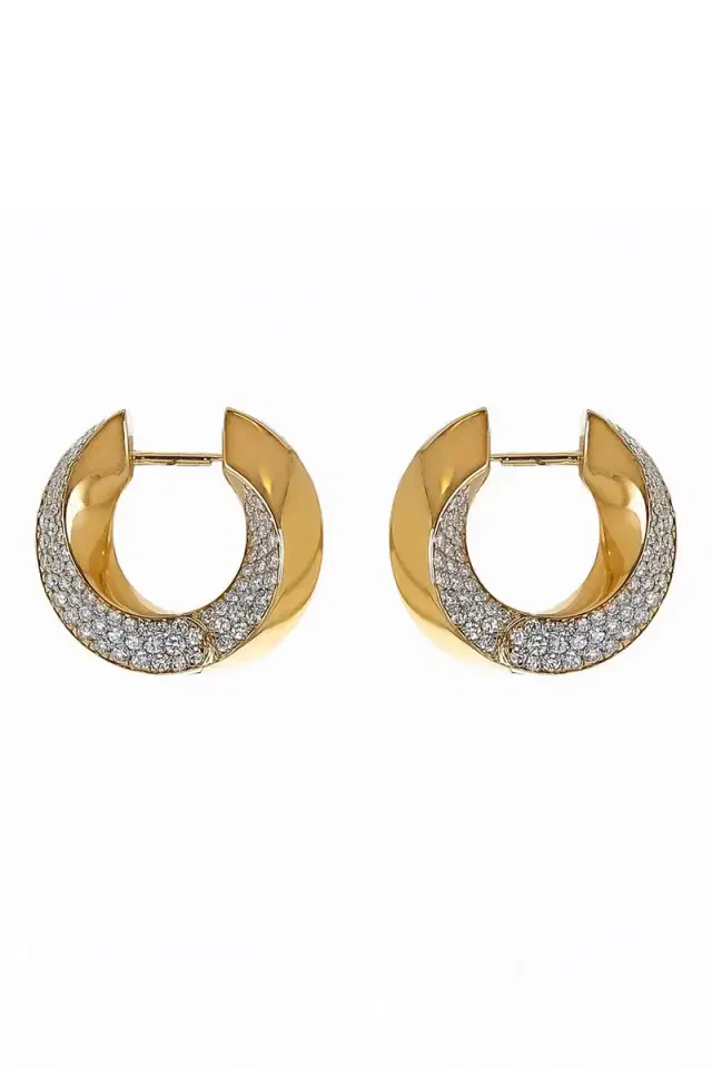 Engelbert 1920 Diamond Pave Big Aurea Spira Creoles Earrings