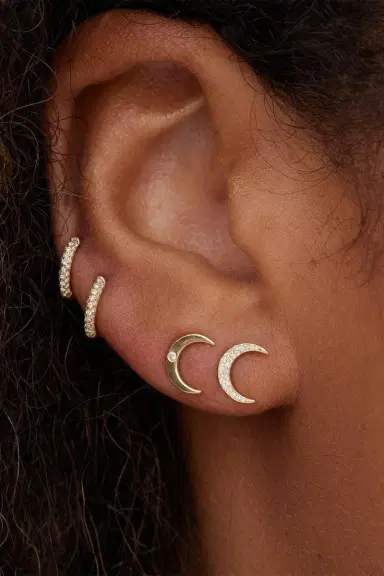 Jennifer Meyer Diamond Pave Mini Carson Stud Earrings | Thumbnail 2
