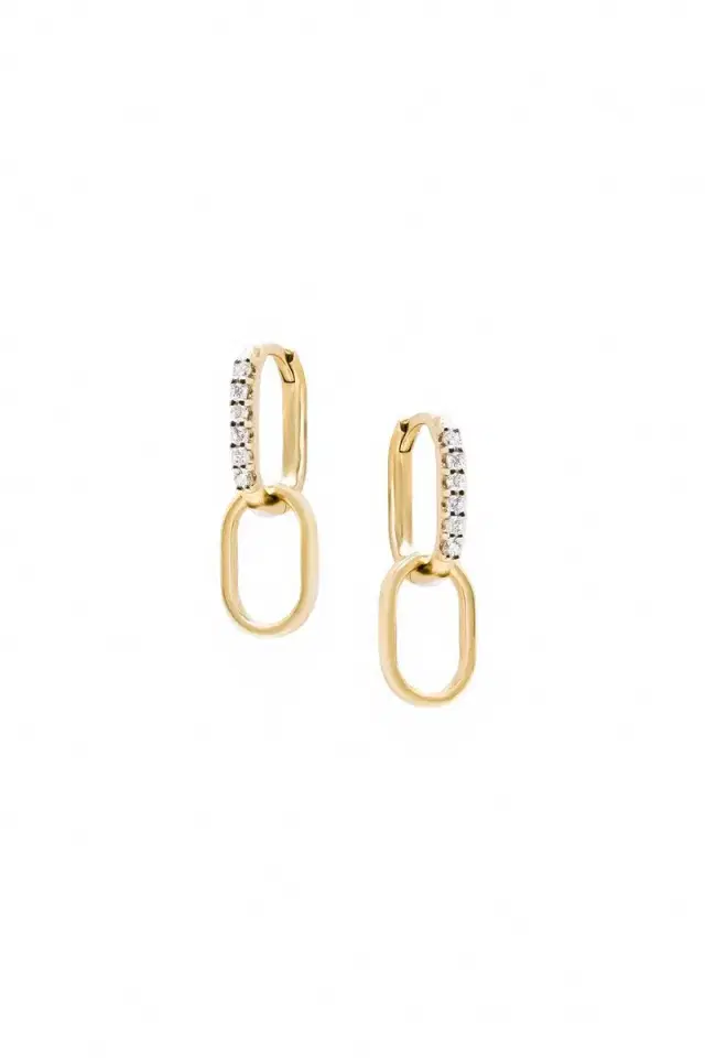 Anzie Diamond Pavé Paper Clip Classique Double Hoop Earrings