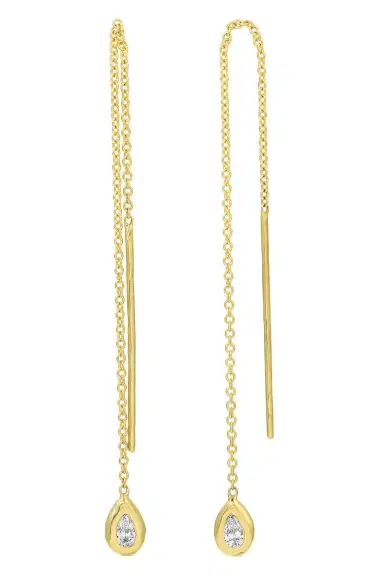 Octavia Elizabeth Diamond Pear Nesting Gem Drop Earrings | Thumbnail 1