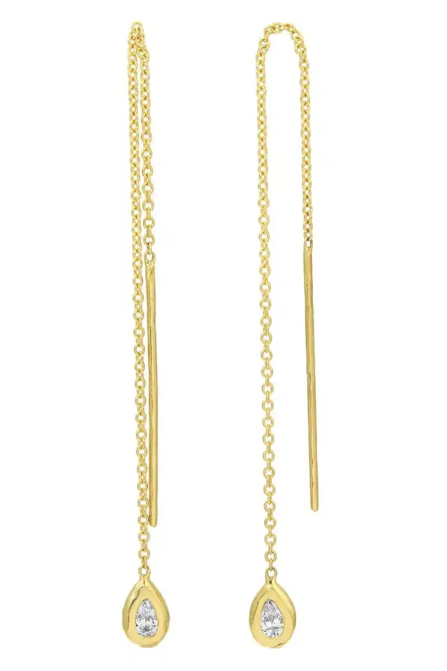 Octavia Elizabeth Diamond Pear Nesting Gem Drop Earrings