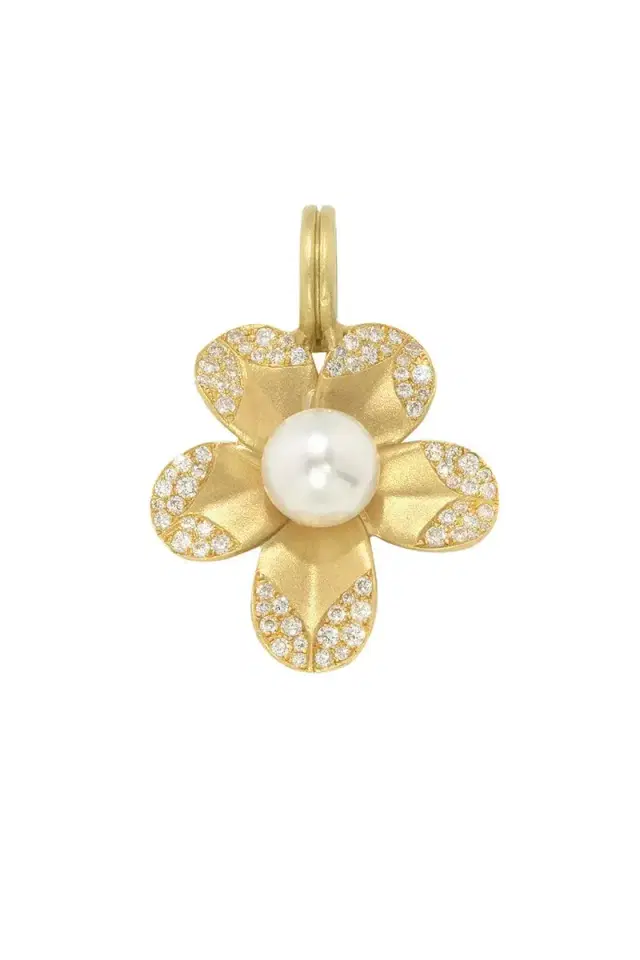 IRENE NEUWIRTH JEWELRY Diamond Pearl Blossom Flower Pendant