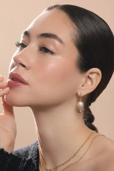 SUTRA Diamond Pearl Drop Earrings | Thumbnail 2