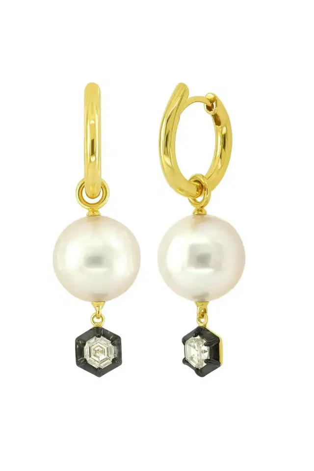 SUTRA Diamond Pearl Drop Earrings