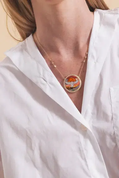 Jacquie Aiche Diamond Pearl Thunderbird Scenic Necklace | Thumbnail 2