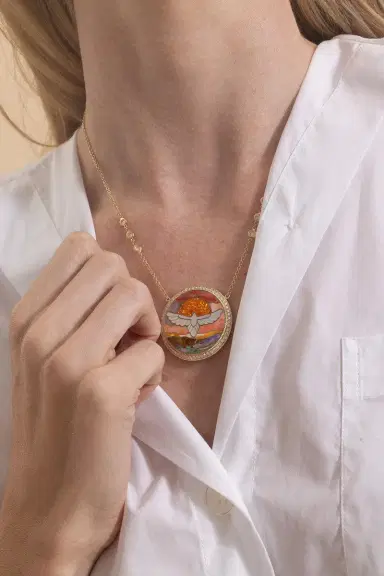 Jacquie Aiche Diamond Pearl Thunderbird Scenic Necklace | Thumbnail 3