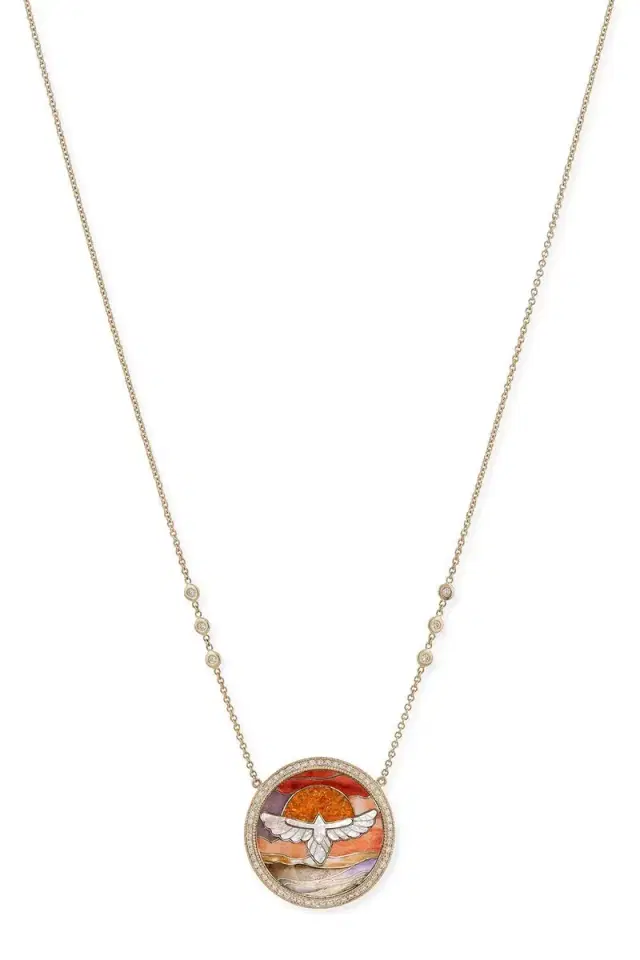 Jacquie Aiche Diamond Pearl Thunderbird Scenic Necklace