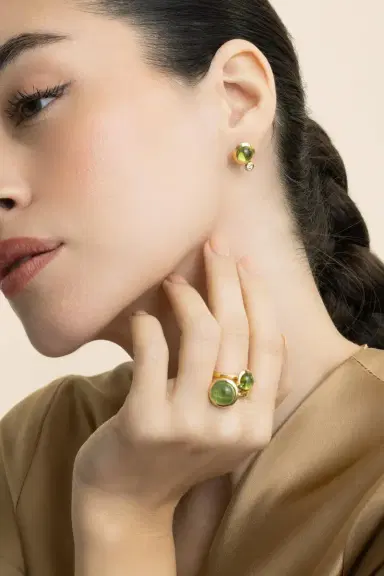 TAMARA COMOLLI Diamond Peridot Bouton Earring | Thumbnail 2