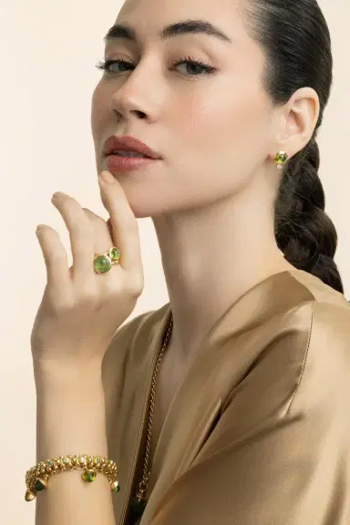 TAMARA COMOLLI Diamond Peridot Bouton Earring | Thumbnail 3