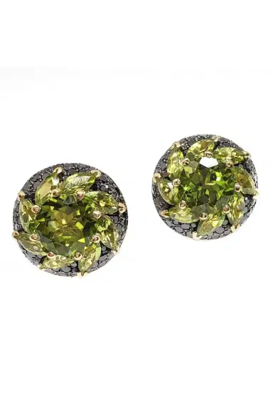 ANDREOLI Diamond Peridot Round Black Earrings | Thumbnail 1 ANDREOLI Diamond Peridot Round Black Earrings | Thumbnail 1
