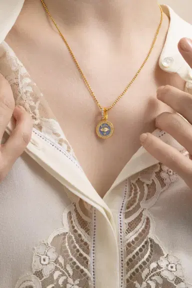 BUDDHA MAMA Diamond Periwinkle Evil Eye Pendant | Thumbnail 2 BUDDHA MAMA Diamond Periwinkle Evil Eye Pendant | Thumbnail 2