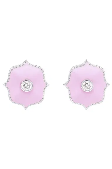 Bayco Diamond Pink Lotus Earrings | Thumbnail 1
