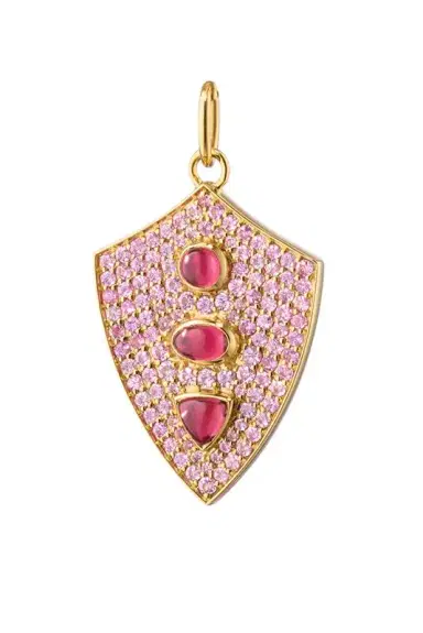 MONICA RICH KOSANN Diamond Pink Sapphire Fearless Shield Charm | Thumbnail 1 MONICA RICH KOSANN Diamond Pink Sapphire Fearless Shield Charm | Thumbnail 1