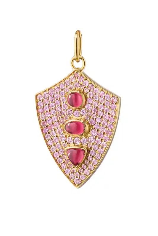 MONICA RICH KOSANN Diamond Pink Sapphire Fearless Shield Charm