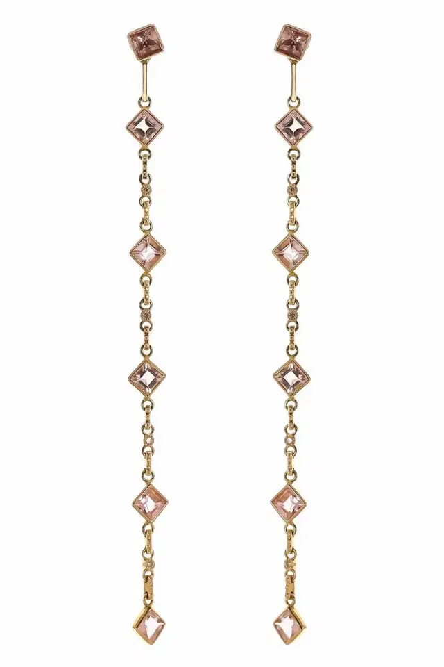 Coomi Diamond Pink Tourmaline Drop Earrings