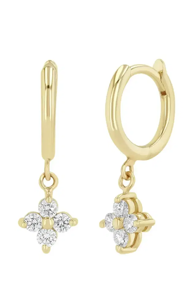 Diamond Quad Hinge Huggie Hoop Earrings