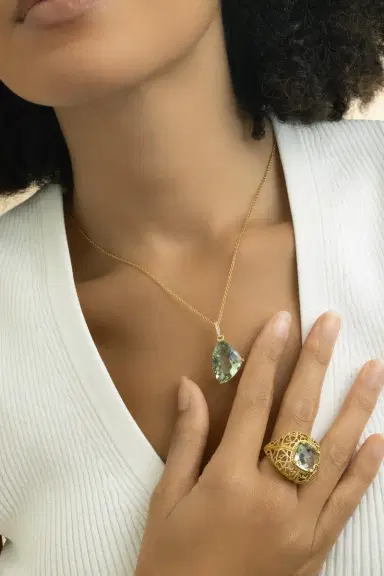 LISA NIK Diamond Quartz Gruen Necklace | Thumbnail 3