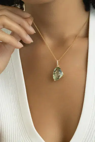LISA NIK Diamond Quartz Gruen Necklace | Thumbnail 4