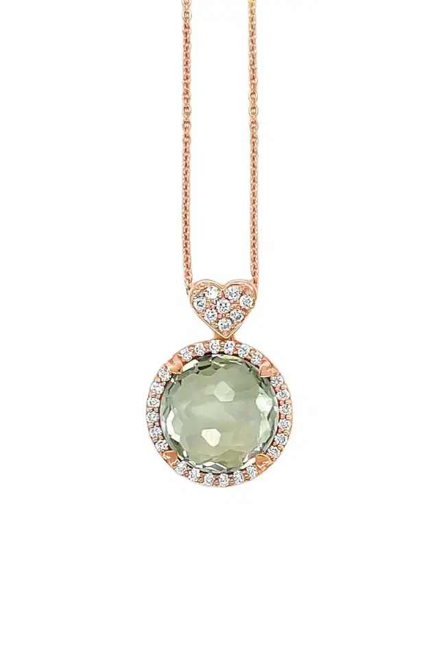 LISA NIK Diamond Quartz Round Necklace